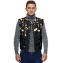 Stars Christmas Background Pattern Men s Short Button Up Puffer Vest	 View1