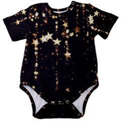 Stars Christmas Background Pattern Baby Short Sleeve Onesie Bodysuit