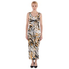 Tiger Pattern Background Fitted Maxi Dress by danenraven