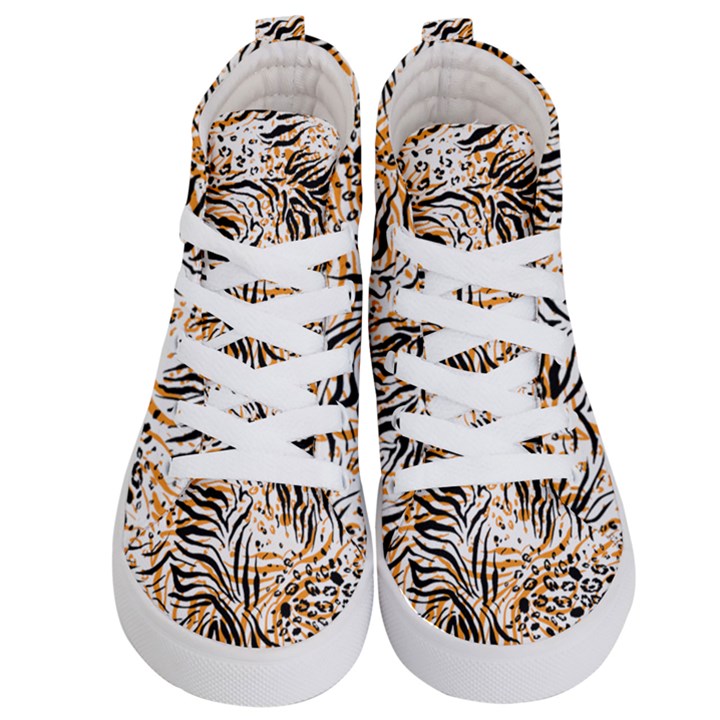 Tiger Pattern Background Kids  Hi-Top Skate Sneakers