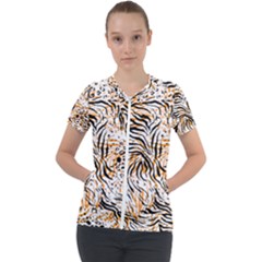 Tiger Pattern Background Short Sleeve Zip Up Jacket by danenraven