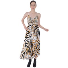 Tiger Pattern Background Tie Back Maxi Dress by danenraven