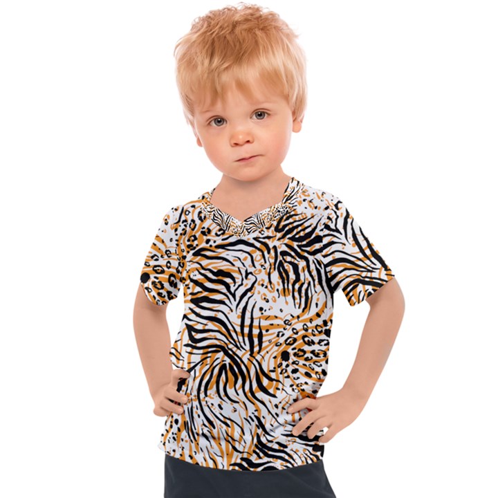 Tiger Pattern Background Kids  Sports Tee