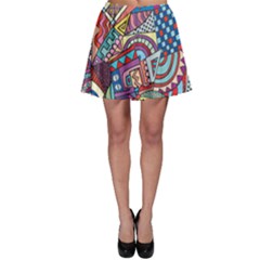 Abstract Art Color Geometry Pattern Skater Skirt by danenraven