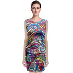 Abstract Art Color Geometry Pattern Classic Sleeveless Midi Dress by danenraven