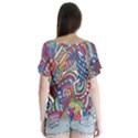 Abstract Art Color Geometry Pattern V-Neck Flutter Sleeve Top View2