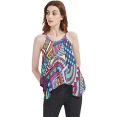 Abstract Art Color Geometry Pattern Flowy Camisole Tank Top by danenraven