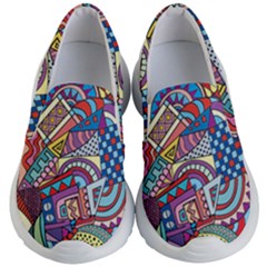 Abstract Art Color Geometry Pattern Kids Lightweight Slip Ons by danenraven