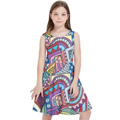 Abstract Art Color Geometry Pattern Kids  Skater Dress by danenraven