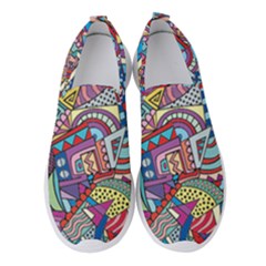 Abstract Art Color Geometry Pattern Women s Slip On Sneakers by danenraven