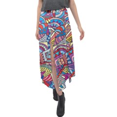 Abstract Art Color Geometry Pattern Velour Split Maxi Skirt by danenraven