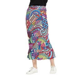 Abstract Art Color Geometry Pattern Maxi Fishtail Chiffon Skirt by danenraven