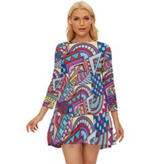 Abstract Art Color Geometry Pattern Long Sleeve Babydoll Dress by danenraven