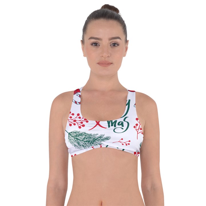 Merry Xmas Seamless Christmas Pattern Got No Strings Sports Bra