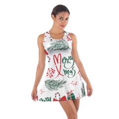 Merry Xmas Seamless Christmas Pattern Cotton Racerback Dress by danenraven