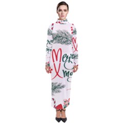 Merry Xmas Seamless Christmas Pattern Turtleneck Maxi Dress by danenraven