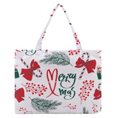 Merry Xmas Seamless Christmas Pattern Zipper Medium Tote Bag