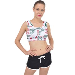 Merry Xmas Seamless Christmas Pattern V-back Sports Bra by danenraven