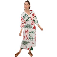 Merry Xmas Seamless Christmas Pattern Grecian Style  Maxi Dress by danenraven