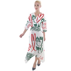 Merry Xmas Seamless Christmas Pattern Quarter Sleeve Wrap Front Maxi Dress by danenraven