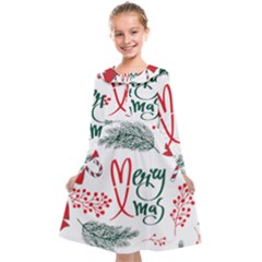 Merry Xmas Seamless Christmas Pattern Kids  Midi Sailor Dress by danenraven