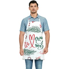 Merry Xmas Seamless Christmas Pattern Kitchen Apron by danenraven