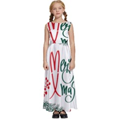 Merry Xmas Seamless Christmas Pattern Kids  Satin Sleeveless Maxi Dress by danenraven