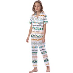 Pattern Colored Line Watercolor Painting Blue Color Splash Kids  Satin Short Sleeve Pajamas Set by danenraven