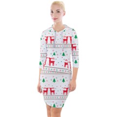 Christmas Illustration Texture Pattern Quarter Sleeve Hood Bodycon Dress by danenraven