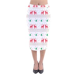 Christmas Illustration Texture Pattern Velvet Midi Pencil Skirt by danenraven