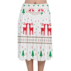 Christmas Illustration Texture Pattern Velvet Flared Midi Skirt by danenraven