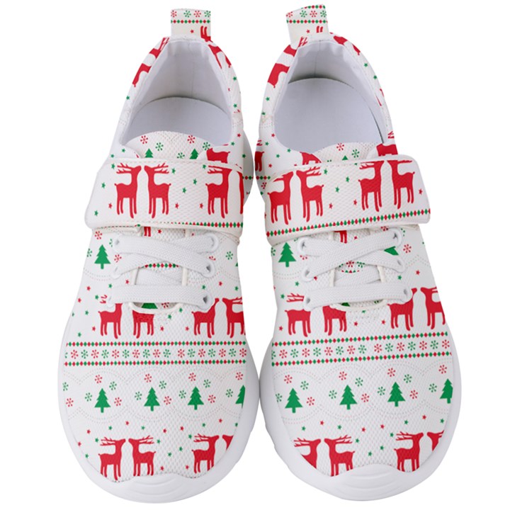 Christmas Illustration Texture Pattern Women s Velcro Strap Shoes