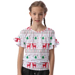 Christmas Illustration Texture Pattern Kids  Cut Out Flutter Sleeves by danenraven