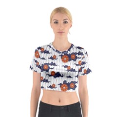 Blue And White Pottery Pattern Cotton Crop Top by danenraven