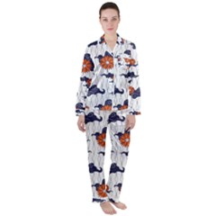 Blue And White Pottery Pattern Satin Long Sleeve Pajamas Set by danenraven