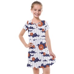 Blue And White Pottery Pattern Kids  Cross Web Dress by danenraven