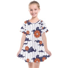 Blue And White Pottery Pattern Kids  Smock Dress by danenraven