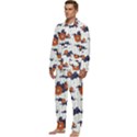 Blue And White Pottery Pattern Men s Long Sleeve Velvet Pocket Pajamas Set View3