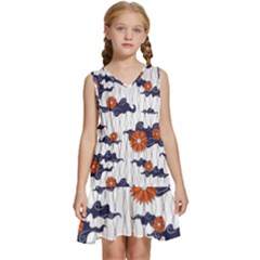 Blue And White Pottery Pattern Kids  Sleeveless Tiered Mini Dress by danenraven