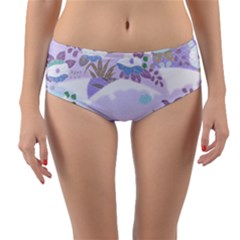 Purple Japanese Pattern Texture Violet Textile Reversible Mid-waist Bikini Bottoms by danenraven