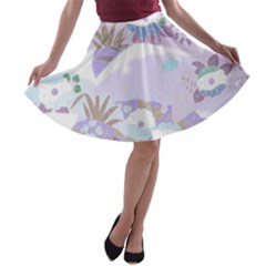 Purple Japanese Pattern Texture Violet Textile A-line Skater Skirt by danenraven