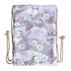 Purple Japanese Pattern Texture Violet Textile Drawstring Bag (large) by danenraven