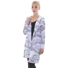 Purple Japanese Pattern Texture Violet Textile Hooded Pocket Cardigan by danenraven