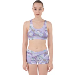 Purple Japanese Pattern Texture Violet Textile Work It Out Gym Set by danenraven