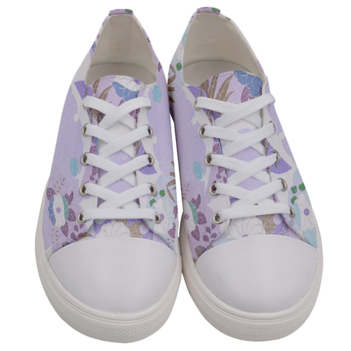 Purple Japanese Pattern Texture Violet Textile Men s Low Top Canvas Sneakers