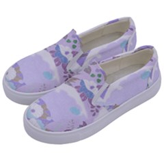 Purple Japanese Pattern Texture Violet Textile Kids  Canvas Slip Ons by danenraven