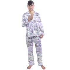 Purple Japanese Pattern Texture Violet Textile Men s Long Sleeve Satin Pajamas Set by danenraven