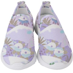 Purple Japanese Pattern Texture Violet Textile Kids  Slip On Sneakers by danenraven