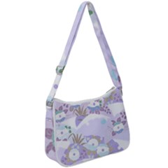 Purple Japanese Pattern Texture Violet Textile Zip Up Shoulder Bag