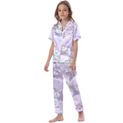 Purple Japanese Pattern Texture Violet Textile Kids  Satin Short Sleeve Pajamas Set by danenraven